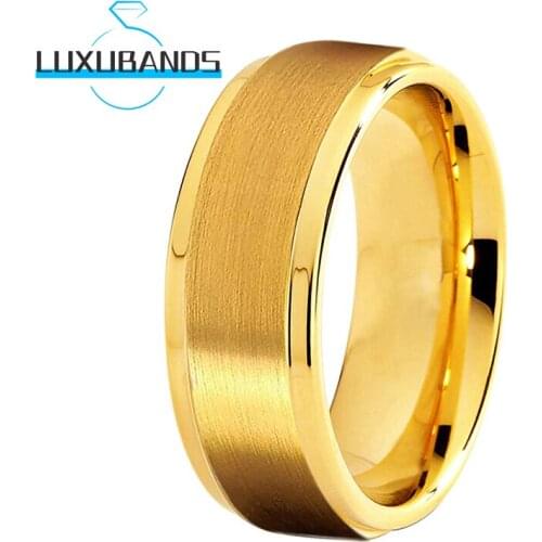 Tungsten Wedding Rings For Men Wemen 8MM Flat Stepped Edges Engagement Bands Brushed Finished Comfort Fit