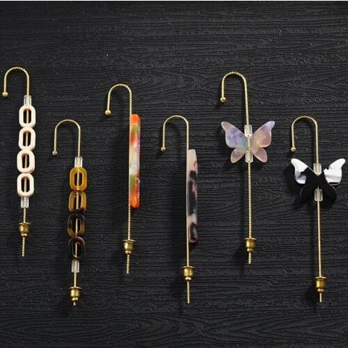 New Fashion Metal Hook Earrings Acetate Butterfly Ear Stud For Woman Geometric Chain Cuff Ear Wrap Wedding Jewelry Gifts