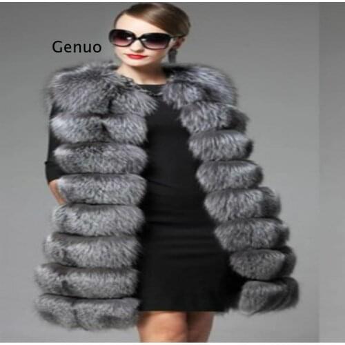 Womans Plus Size Long Luxury Faux Fox Fur Overcoat Female Autumn Oversized Thick Vests Winter Warm Colete Waistcoat Coats Jacket
