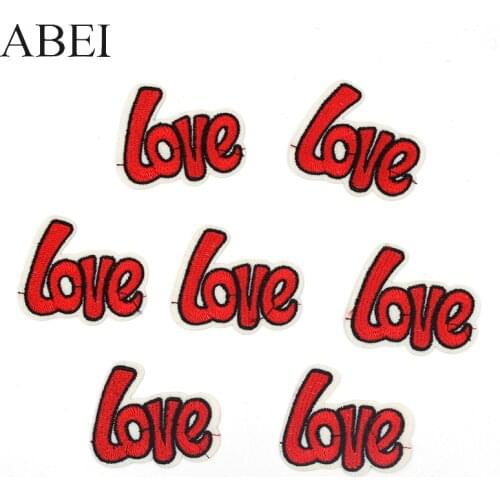 10pcs/lot Embroidered Love Appliques Iron On Embroidery Patches Diy Backpack Stickers Clothing Bags Jeans Sewing Fabric Patch