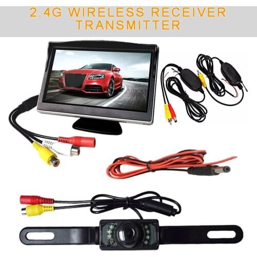 2.4G Wirelessly Transmit Video Car Camera 5" LCD Monitor Wide Angle Lens Backup Parking Reverse Camera Car Rear View Camera Kit