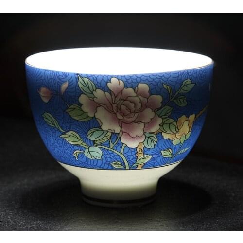 2PCS/Lot 65ml Jingdezhen Teacup Ceramic Porcelain Enamel Pattern Puer Cups Office Kung Fu Tea Set Drinkware Small Tea Bowls