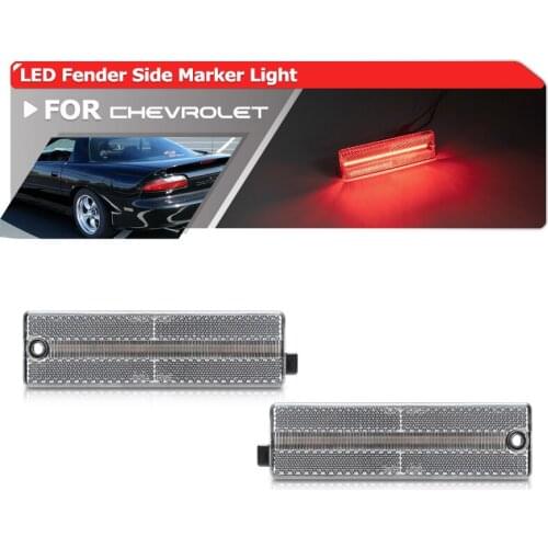 2X For Chevrolet Chevy Camaro 1993-2002 Rear Red Led Bumper Fender Side Marker Lights Replace OEM: 5976009 5976010