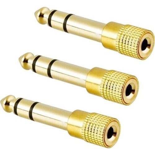 3Pcs 1/4 Inch 6.35mm Male to 3.5mm Female Headphone Audio- Adapter Amplifier Mixer Guitar Piano Stereo System Convertor