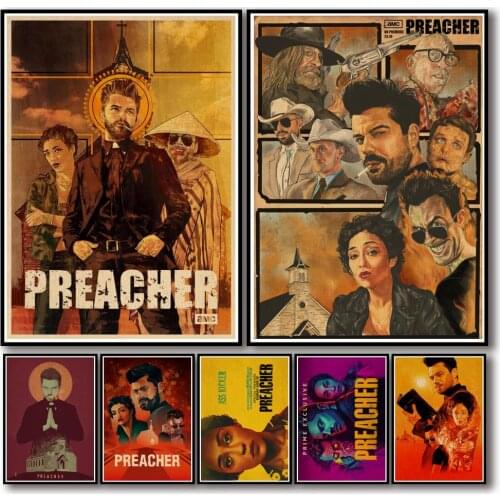 48 Designs Tv Show Preacher Kraftpaper Poster Home Decal Art Painting Funny Wall Sticker for Coffee House Bar