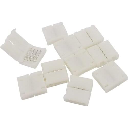 4Pin 10mm 5050 RGB LED Strip Connector Solderless PCB Board Cable Wire Connection RGB 5050 LED Light Strip Connectors