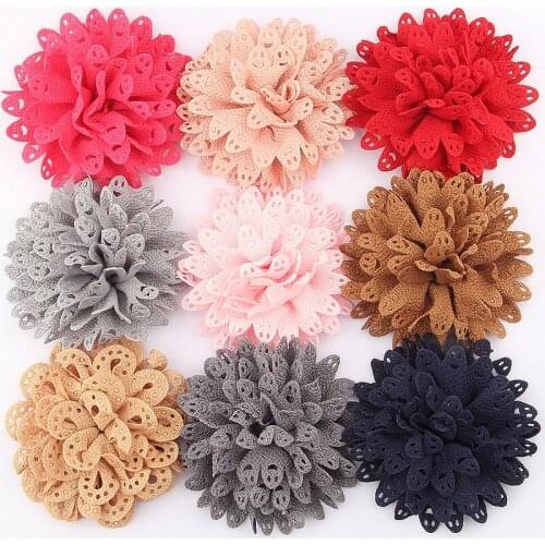 50PCS 8.5CM 3.4" DIY Flowers Accessory For Hair Clips Satin Flowers For Headbands Barrette Hair Bows Headwear