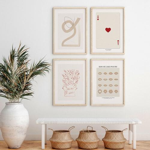 Abstract Gallery Poster Mid-Century Canvas Painting Minimalist Neutral Art Print Modern Wall Picture For Living Room Home Decor