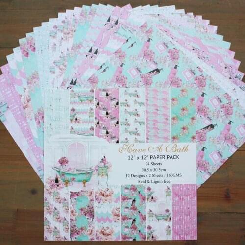 DIY Album Photo Scrapbooking set Family Bath Series Pattern Paper set Home decor 12" X 12" Single Side Printed 24 pcs/Set
