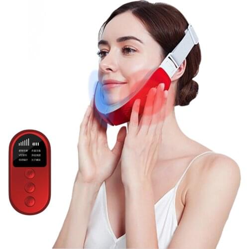 Chin V-Line Up Lift Belt Machine Red Blue LED Photon Therapy Facial Lifting Device Face Slimming Vibration Massager V-Face Care
