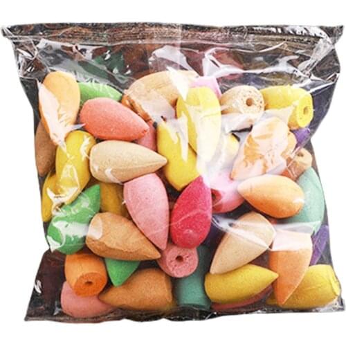 30/100PCS Natural Sandalwood Backflow Incense Colorful Indoor Tower Zen Incense Aroma Air Purify Freshener Cone Home Supplies