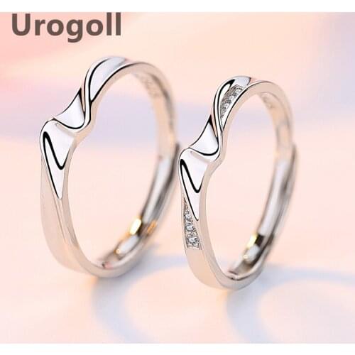 Noble Rings 100% Pure 925 Sterling Silver Rings Wedding Zircon Drill Ring Jewelry Reverse Opening Couple Ring For Lover Gift
