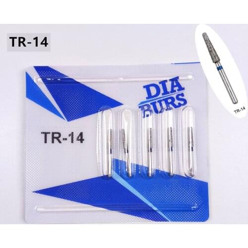 5Pieces/Card Dental Silver Diamond Burs TR-14 High Speed Handpiece Grinding Cutting Super Good Quality
