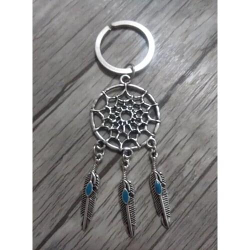 20Pcs Dream catcher Fashion DIY Keychain 25mm Key Ring Dream Catcher Enamel feather Charms Keyring Decorative Bag Gift D285