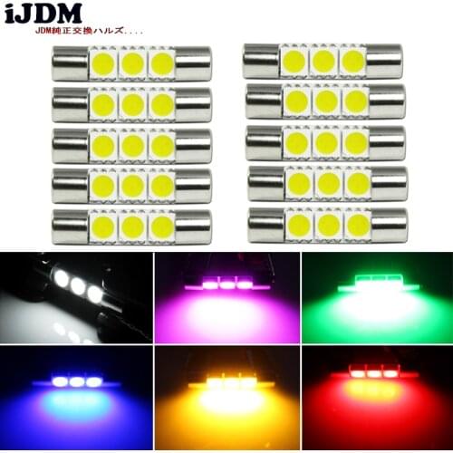IJDM Car Interior Lighting 3-SMD 29mm 6614 LED Replacement Bulbs For Car SUV Truck Sunvisor Flips Vanity Mirror Lights,white red