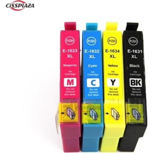 CISSPLAZA 4pcs 16 XL T1631 - T1634 compatible ink cartridge for Epson Workforce WF-2750DWF WF-2760DWF 2750 2760 s T1621 ink 16xl