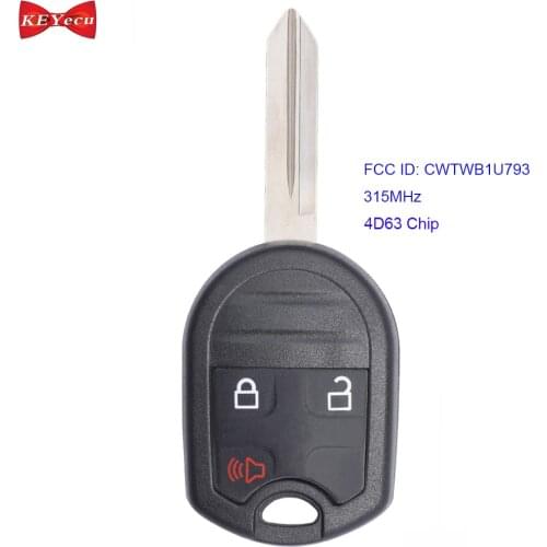 KEYECU for Ford Edge Explorer Expedition Flex Fusion F150 F250 F350 F450 F550 Remote Key Fob 315MHz 4D63 Chip FCC ID: CWTWB1U793