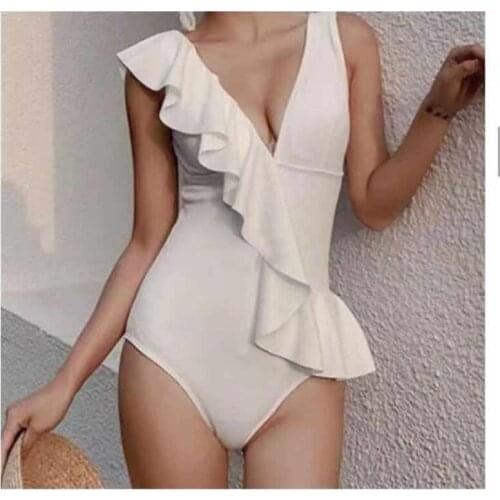 Swimwear Women Plus Size Rashguard Swimsuit One Peice Bathing Suit Piece Sexy Ruffle Slim Cover Backless Hot Bikini Print