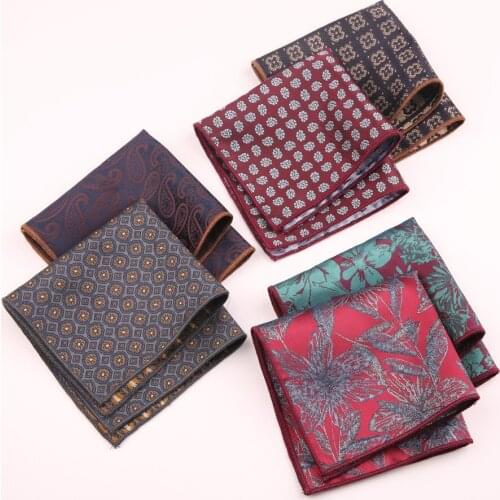 Linbaiway Pocket Square Paisley Floral Handkerchiefs Men Classic Pocket Towel for Wedding Party Suit Accessories Custom Logo