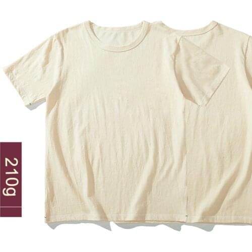 Akkad Kuti High-quality Cotton Summer Mens Short-sleeved T-shirt Bottoming Shirts Original Wood Embryo Color Tee Tops Unisex