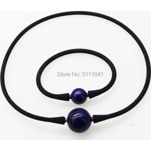 One set lapis blue round bracelet necklace FPPJ wholesale beads nature FPPJ FPR WOMAN GIFT