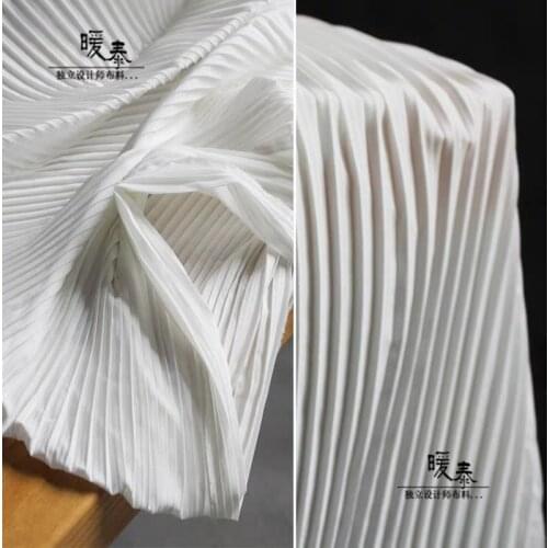 Pleated Chiffon Fabric White Stretch folds DIY Patchwork bazin riche Clothes Pants Skirt Dress Designer Fabric
