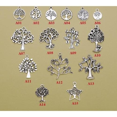 Wish tree Charms, Antique Silver plated life tree Pendants/Charms, DIY supplies, jewelry making