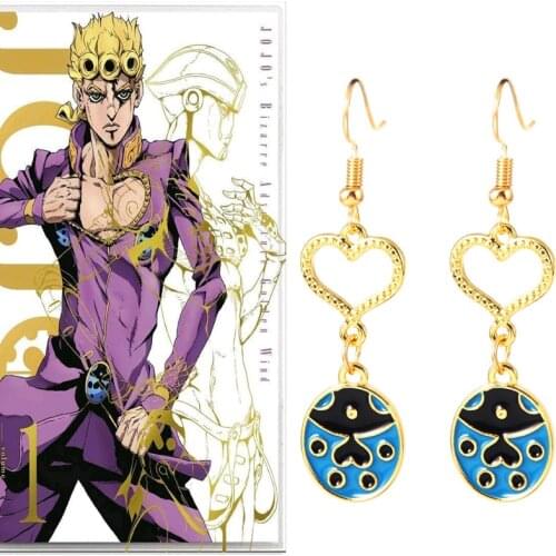 JoJos Bizarre Adventure Golden Wind Giorno Giovanna Cosplay Earrings Fashion Jewelry Pendant Halloween Costume Prop