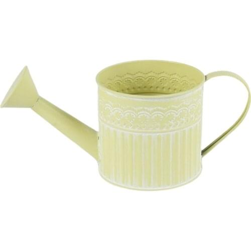 Plant Growth Pitcher Vase Tin Flower Bucket Iron Eye-catching Novel Design Home Decoration Green With Handle Metal Planter