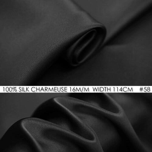 SILK CHARMEUSE SATIN 114cm width 16momme/100% Pure Silk Fabric Patchwork Curtains Lighter Organizer Sewing Fabric NO58 Dark Grey