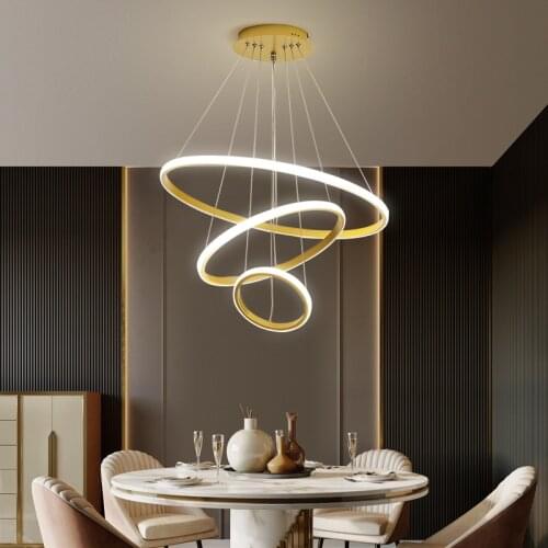 Modern chandelier ring led ceiling circle black chandelier attic living room dining room kitchen interior lighting