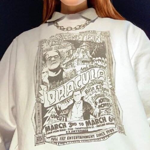 90s Vintage Anime Graphic Punk E-girl Sweatshirt Spring Autumn Long Sleeve Harajuku O-neck Pullover Gothic Streetwear Top 2021