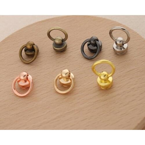 High Quality 10pcs Metal Ball Post With O Ring Studs Rivets Nail Screwback Round Head Spots Spikes Leather Craft Accessories