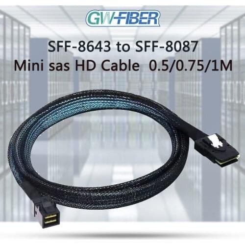 Mini sas HD adapter cable SFF-8643 to SFF-8087 server motherboard SAS backplane cable 0.5/0.7/1M