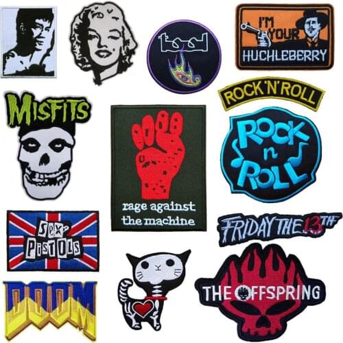 10 pcs Rock N Roll Slipknot Bands Music Clothing Iron On Patch, Friday 13th Biker Vest Jacket Fabric Clothing Accessories DIY