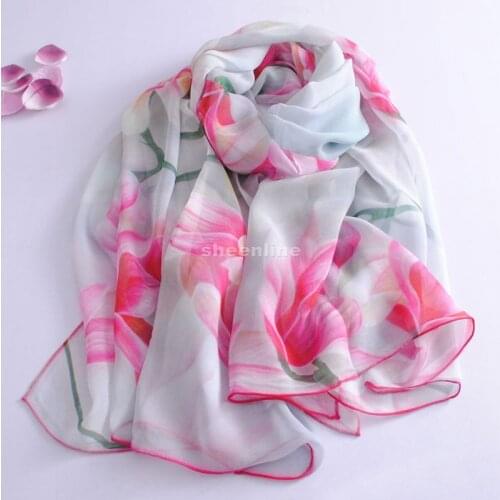 11 Colors Top Quality Genuine Silk Print Shawl Fashion Pashmina Long Scarf Light Scarf Wrap Spring Autumn Use