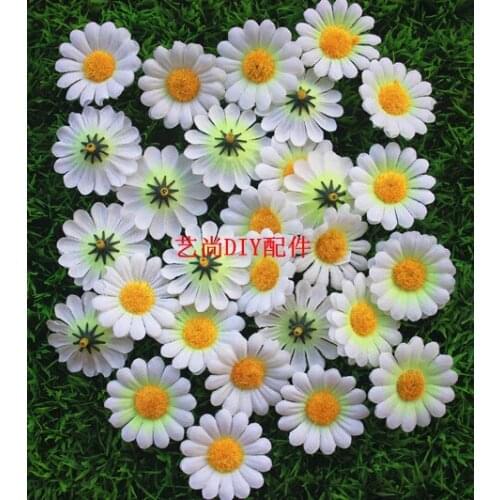 4CM High Quality White Small Fabric Gerbera Daisies,Artificial Silk Sunflowers Heads,Flower garland,Home Wedding Decorations