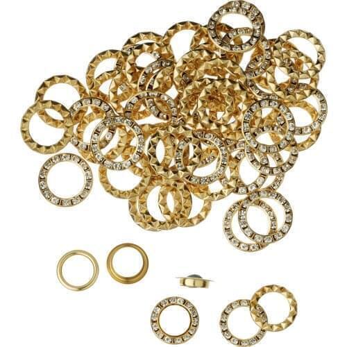50Sets Rhinestone Grommet Eyelets Metal Round Rivet Buckles for Leather Craft Clothes Shoes Cap Tag Belt Bag DIY Accessories