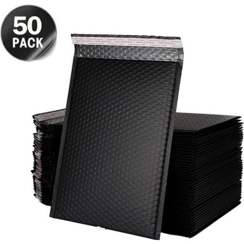 50Pcs Black Poly Mailer Bubble Mailers Padded Envelopes for Gift Packaging Lined Mailer Self Seal Bag Bubble Mailers Padded