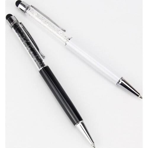 500pcs/lot 2In1 Mutilfuction Crystal Touch Pen Capacitive Stylus Pen Ball Pen for IPad IPhone All Mobile Phones Tablet Wholesale