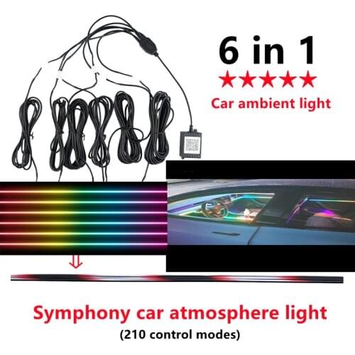 6 in 1 Symphony car Ambient lights RGB car interior Acrylic light guide fiber optic Car decoration atmosphere lights for bmw e46