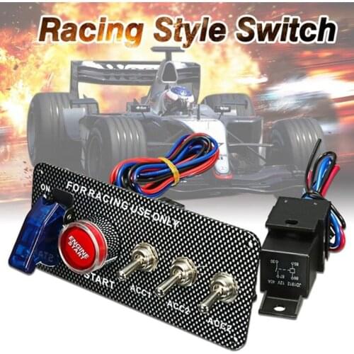 Carbon Fiber Car accessories LED Toggle Switch for Racing Car Engine Start Push Button 12V LED Ignition Switch Panel