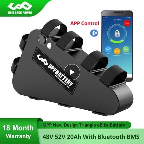 52V 48V 20Ah Bluetooth Triangle Electric eBike Battery With APP Control BMS for 1500W 1000W 750W 500W 350W Bafang TSDZ2 Motor
