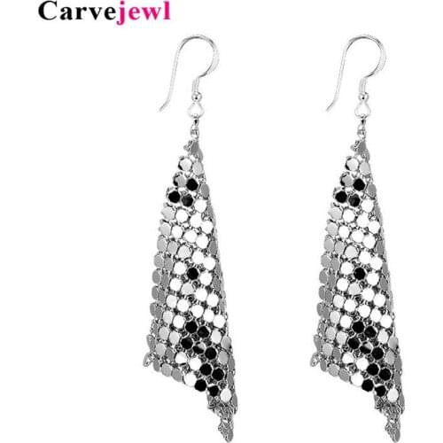 Carvejewl long earrings brass mesh pendant drop dangle earrings for women jewelry new Korean plastic post anti allergy earrings
