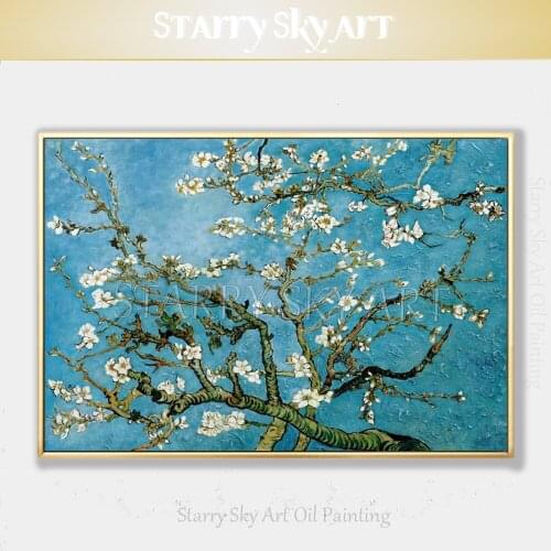 Artist Reproduce Van Gogh Painting High Quality Impressionist Blossoming Almond Acrylic Thick Paints Flower Acrylic Painting