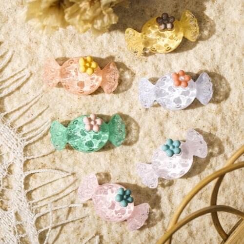 50Pcs Nail Resin Stones Cute Candy Shaped Nail Art Charms 8x15mm Nail Art Resin Gems Rhinestones For Nail Art Decoration