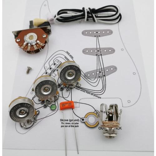 Kit for-Stra CDE 225P .033 100V Orange Drop Cap +Welding line drawing Guitar Potentiometer CTS 250K Copper shaft Wiring