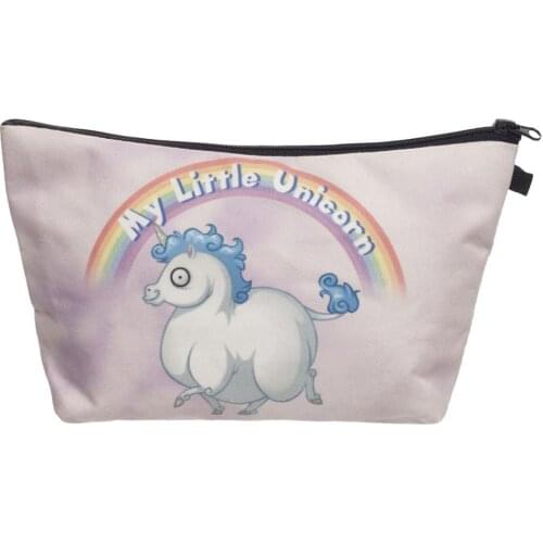 Unicorn Cosmetic Bag Print Women Brand makeup bags Cute bag headset candy Cosmetic printing Collection Casual men zipper letter