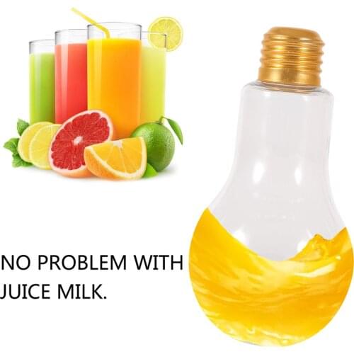 Creative Summer Bulb Water Bottle Brief Fashion Cute Milk Juice Light Bulb Shape Cup Leak-proof PlasticBottle Cute Party Cups