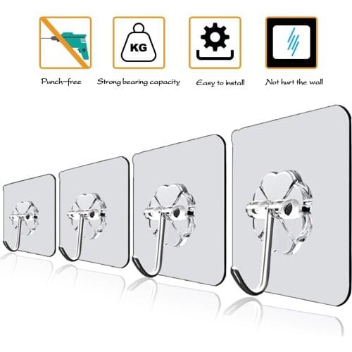 5/10/20 Pcs Hooks Transparent Strong Adhesive Door Wall Hangers Hooks Suction Heavy Load Rack Cup Sucker for Kitchen Bathroom